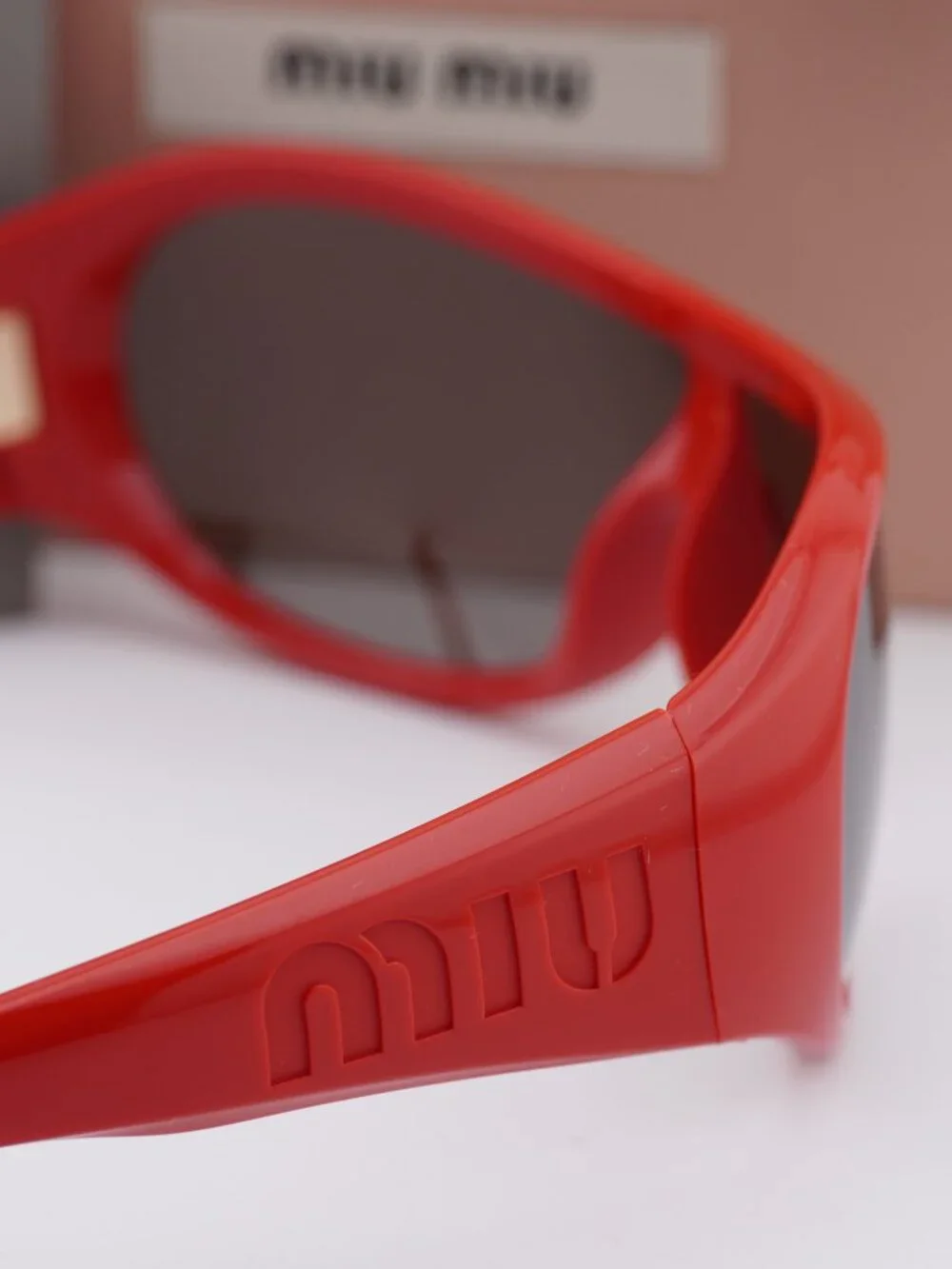 Miu Miu MU B14SU 27N8 0Q Shield Sunglasses - Red / Grey